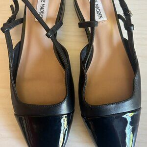 Steve Madden Belinda Black Leather Slingback Flat - Size 9